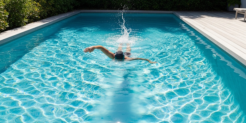 Persona nadando en una piscina